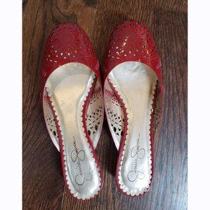 Jessica Simpson Red Leather Flats / slides